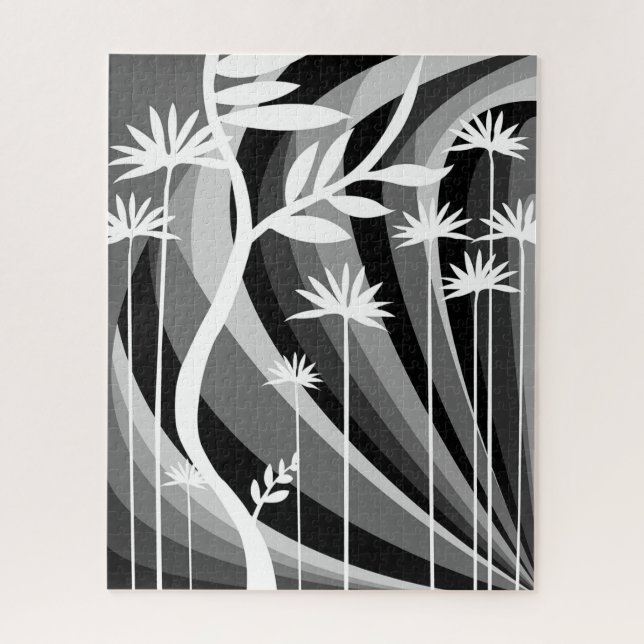 Puzzle Illustration botanique en noir et blanc (Vertical)