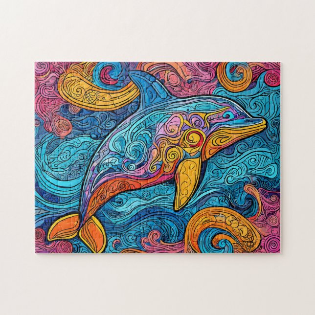 Puzzle Illustration colorée du dauphin. (Horizontal)