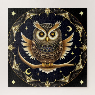 Puzzle Illustration complexe de hibou nocturne