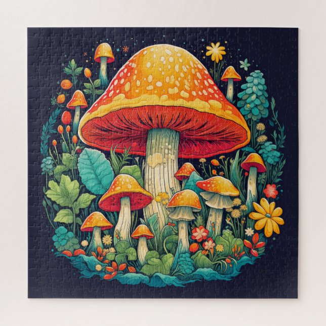 Puzzle Illustration créative de la forêt de champignons A (Vertical)