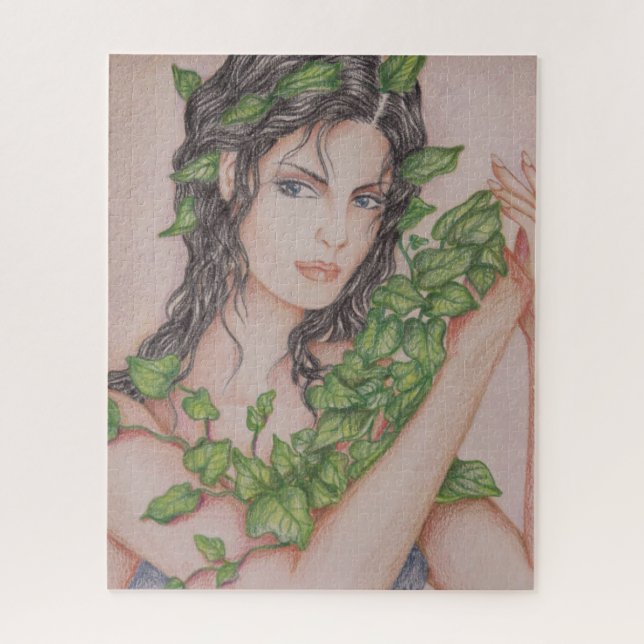 Puzzle Illustration d'art au crayon de portrait de fille  (Vertical)