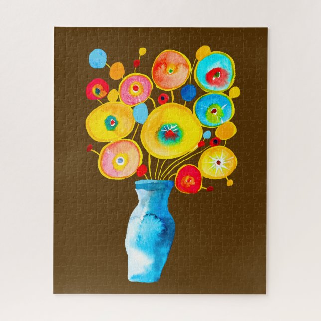 Puzzle Illustration d'art des fleurs vibrantes (Vertical)