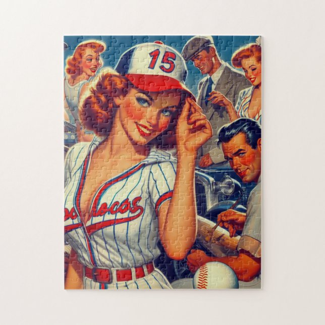 Puzzle Illustration de baseball vintage (Vertical)