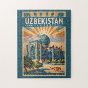 Puzzle Illustration de chameau vintage art de voyage Ouzb