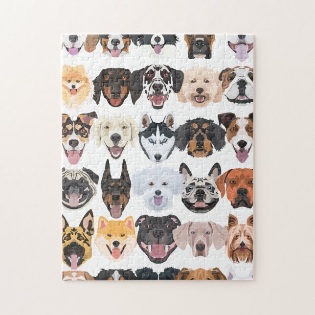 Puzzle Illustration de chiens heureux motifs (Vertical)