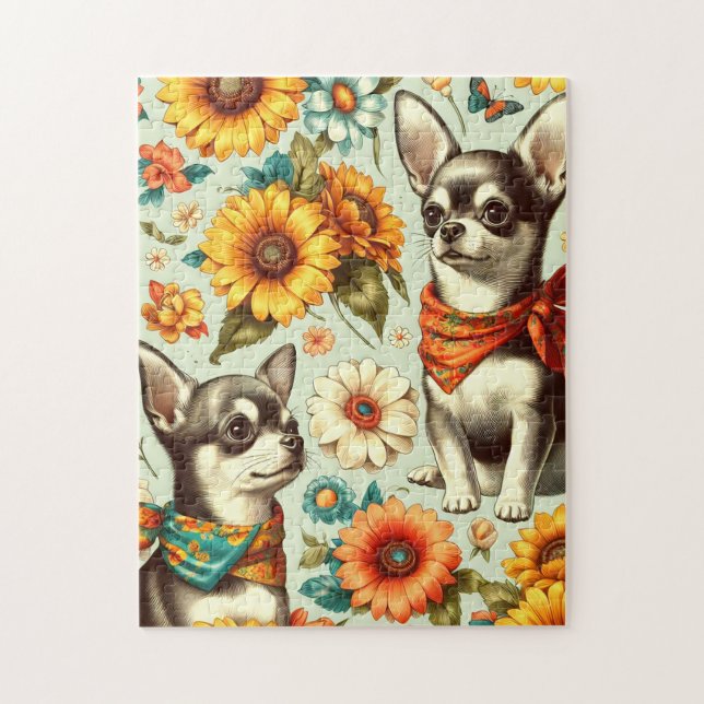 Puzzle Illustration de Cute Retro Chihuahua (Vertical)