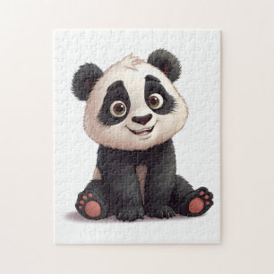 Puzzle Illustration de dessin animé d'ours panda assis