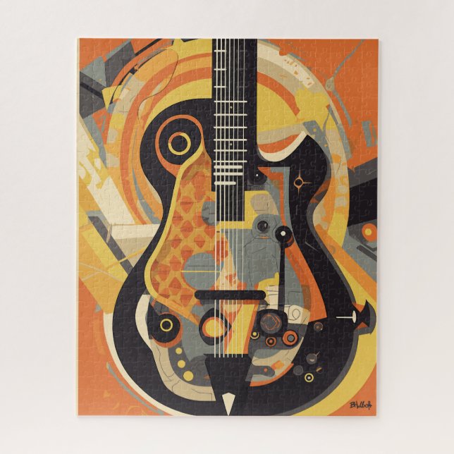 Puzzle Illustration de guitare rétro (Vertical)