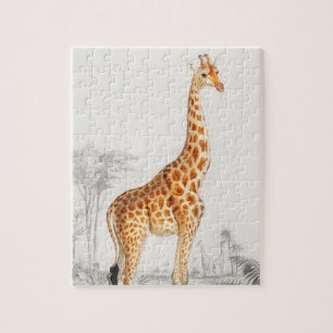 Puzzle Illustration de la girafe Art Vintage Imprimer
