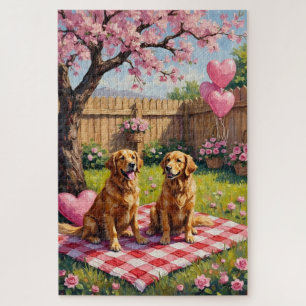 Puzzle Illustration de la Saint-Valentin avec Golden Retr