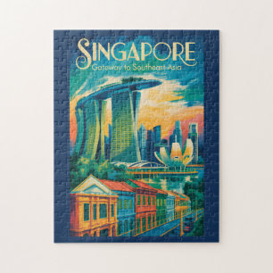 Puzzle Illustration de la skyline de Singapour Art de voy