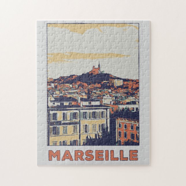 Puzzle Illustration de la ville de Marseille France (Vertical)