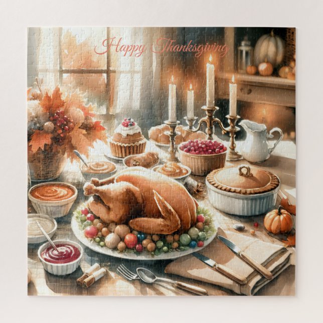 Puzzle Illustration de l'action de grâce aquarelle (Vertical)