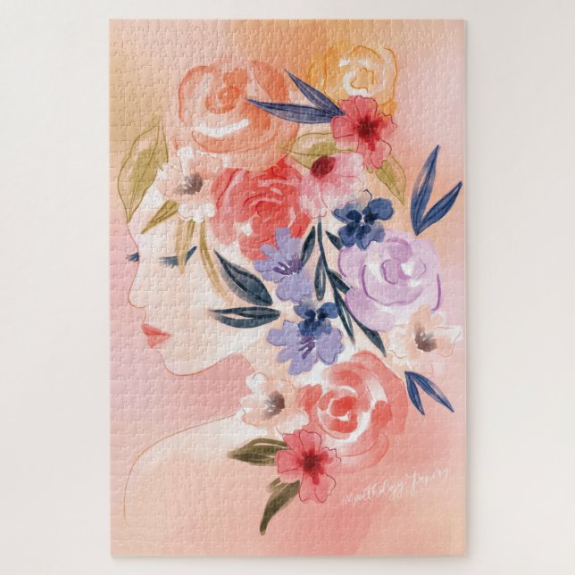 Puzzle Illustration de l'aquarelle botanique des femmes f (Vertical)