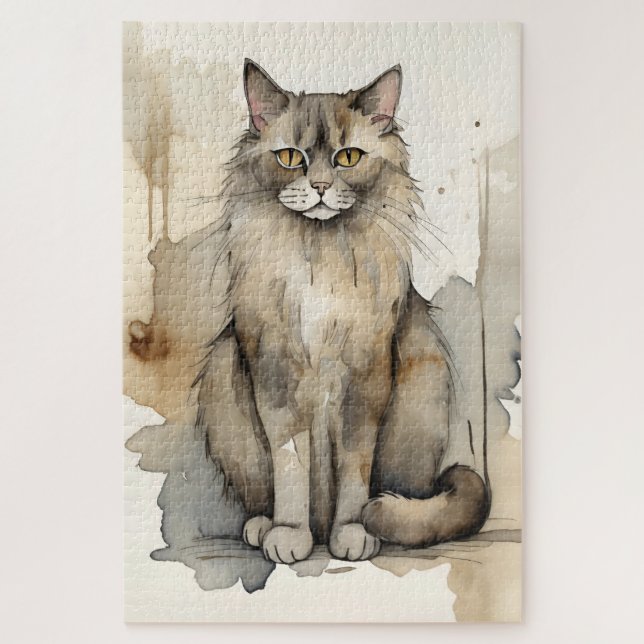 Puzzle Illustration de l'aquarelle du Maine Coon (Vertical)