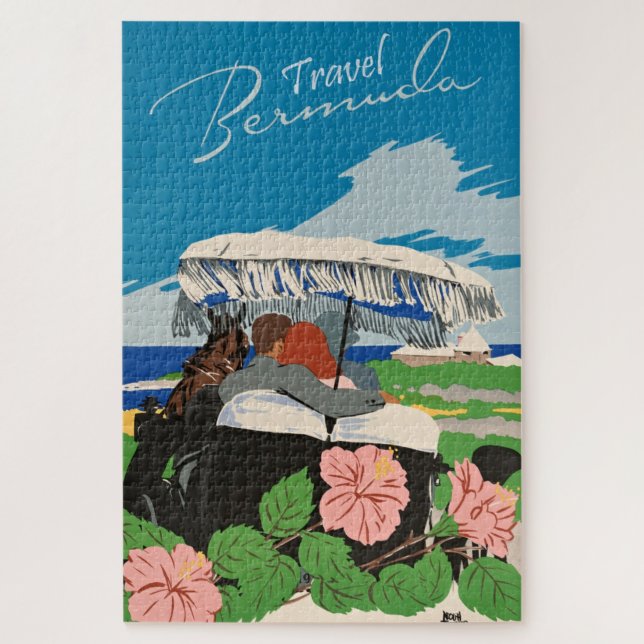 Puzzle Illustration de l'art de voyage des Bermudes vinta (Vertical)