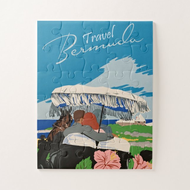 Puzzle Illustration de l'art de voyage des Bermudes vinta (Vertical)