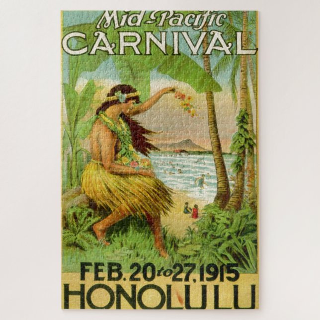 Puzzle Illustration de l'art voyageur hawaïen vintage (Vertical)