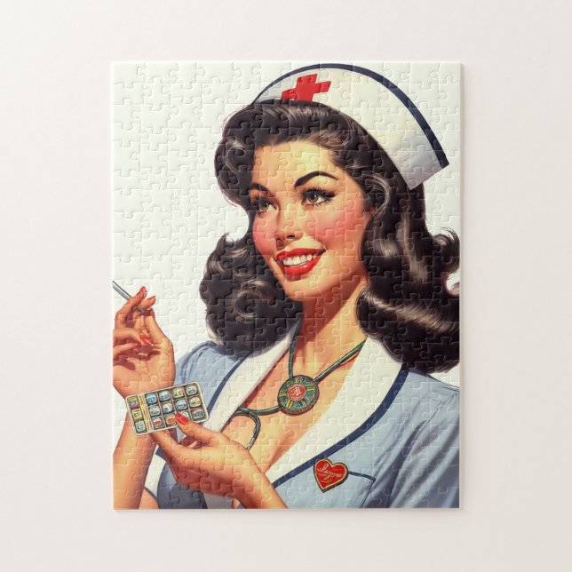 Puzzle Illustration de l'infirmière vintage (Vertical)