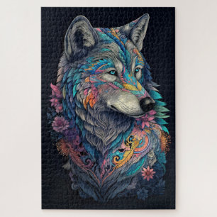 Puzzle Illustration de loup chasseur