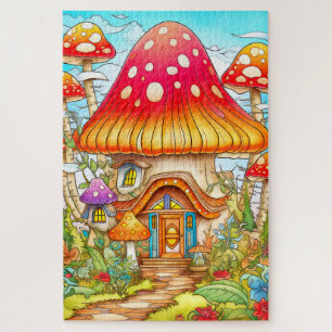Puzzle Illustration de maison de champignon magique