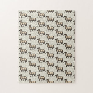 Puzzle Illustration de mouton vintage : Art classique de