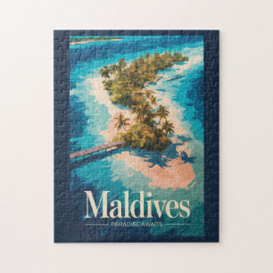 Puzzle Illustration de paysage des Maldives Art de voyage