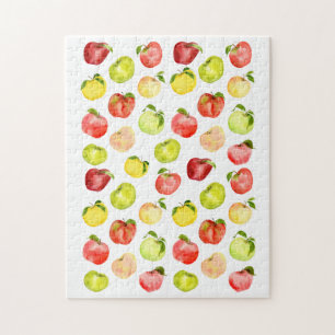 Puzzle Illustration de pomme verte rouge aquarelle automn