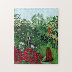 Puzzle Illustration de singes de la forêt tropicale vinta