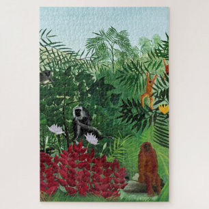 Puzzle Illustration de singes de la forêt tropicale vinta