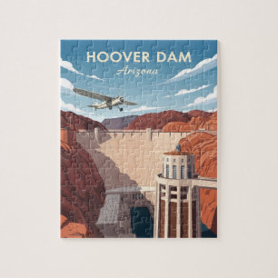 Puzzle Illustration de style vintage du barrage hoover