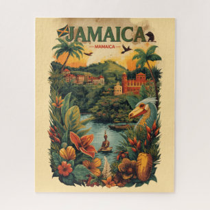Puzzle Illustration de voyage à la Jamaïque de style vint