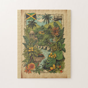 Puzzle Illustration de voyage à la Jamaïque de style vint