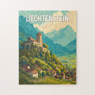 Puzzle Illustration de voyage d'art vintage Liechtenstein
