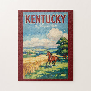 Puzzle Illustration de voyage de chevaux du Kentucky Art 