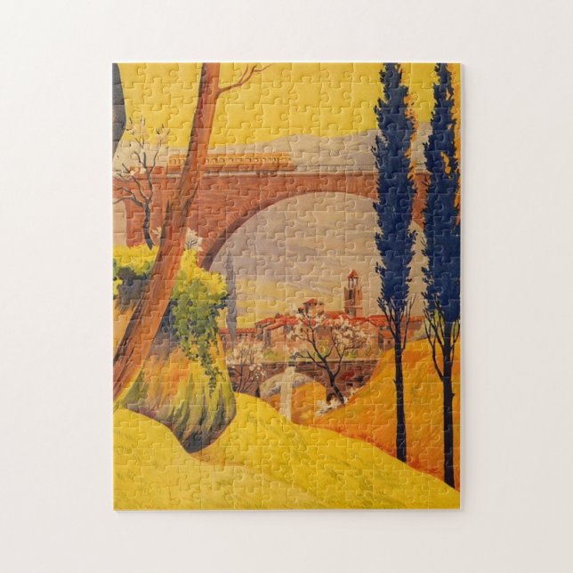 Puzzle Illustration de voyage ferroviaire vintage (Vertical)