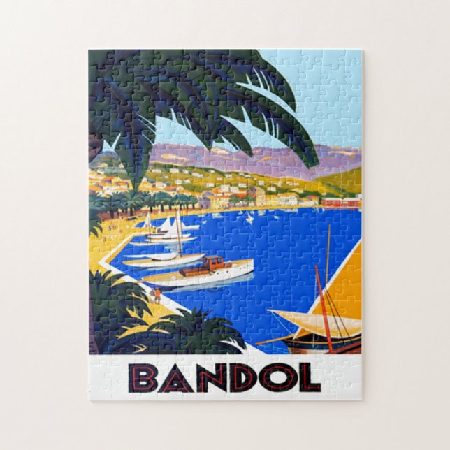 Puzzle Illustration de voyage vintage Côte d'Azur (Vertical)