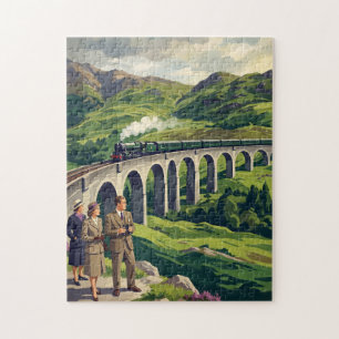 Puzzle Illustration de voyage vintage des Highlands écoss
