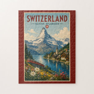 Puzzle Illustration de voyage vintage en Suisse