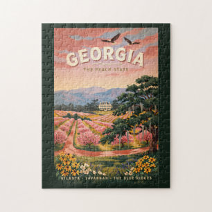 Puzzle Illustration de voyage vintage Géorgie pays