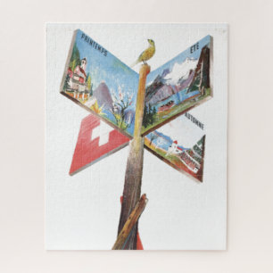 Puzzle Illustration de voyage vintage Vacation Suisse