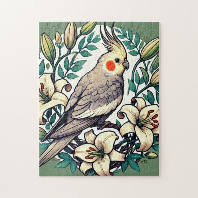 Puzzle Illustration d'oiseaux de Cockatiel (Vertical)