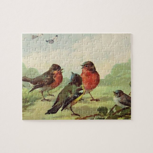 Puzzle Illustration d'oiseaux vintages (Horizontal)