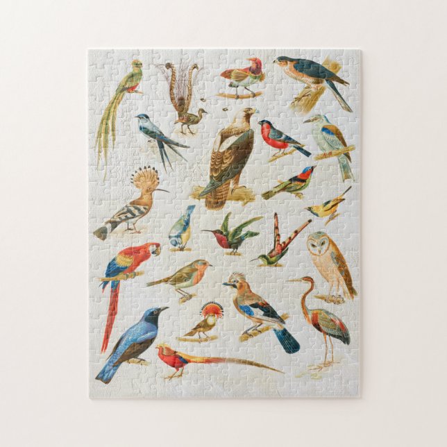 Puzzle Illustration d'oiseaux vintages Cadeau d'amoureux (Vertical)