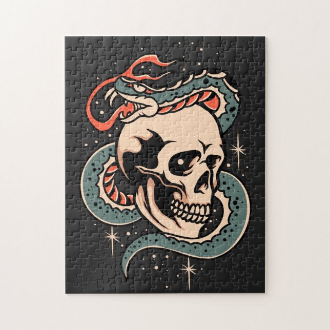 Puzzle Illustration du crâne de serpent mystique Cool got (Vertical)
