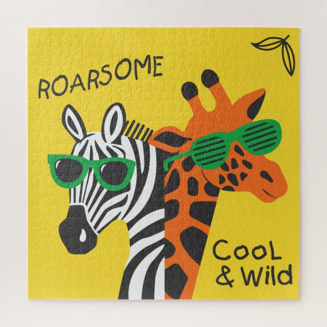Puzzle Illustration du dessin animé de la cool Zebra Gira (Vertical)