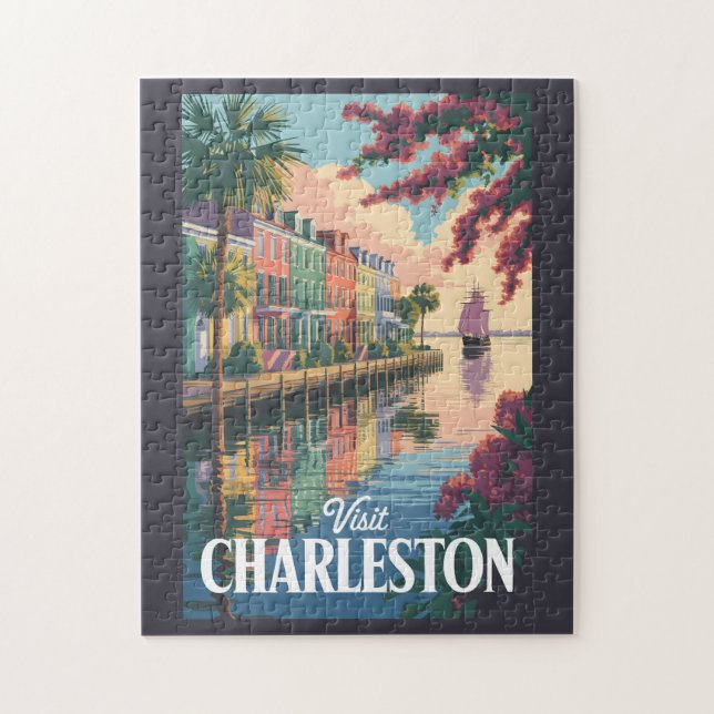 Puzzle Illustration du front de mer de Charleston en Caro (Vertical)