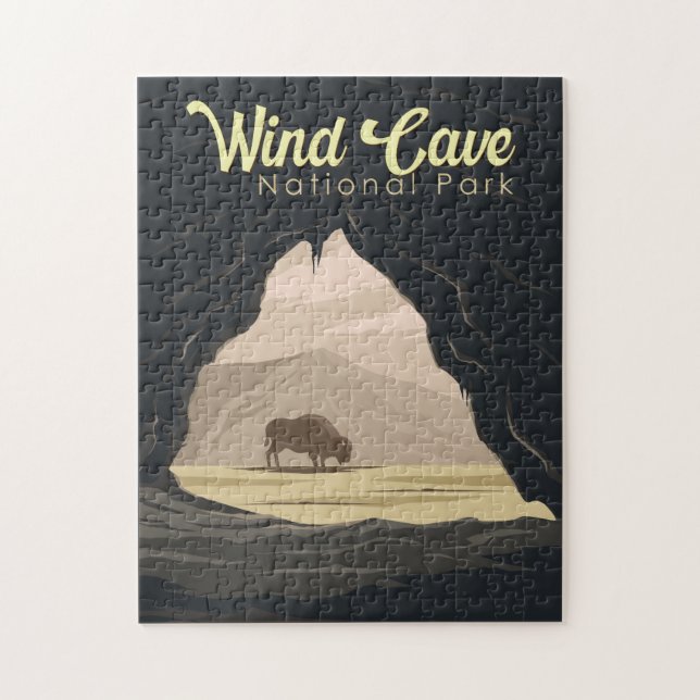 Puzzle Illustration du parc national Wind Cave Travel Art (Vertical)