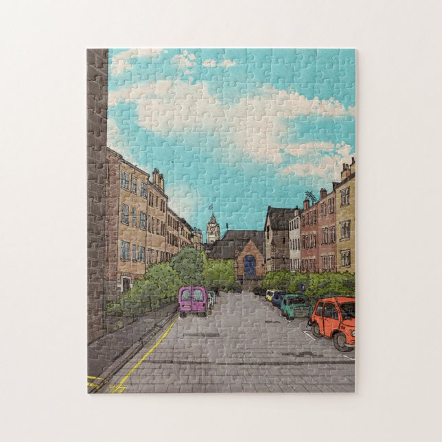 Puzzle Illustration du paysage urbain du centre-ville d'É (Vertical)