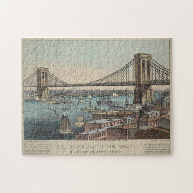 Puzzle Illustration du pont vintage Brooklyn (1872) (Horizontal)
